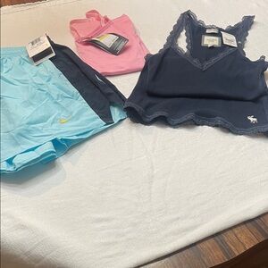 Under Armour Navy Lace Trim Pajama Top